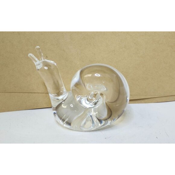 Handblown Glass Snail Figurine Clear Collectible Decor - Picture 2 of 6